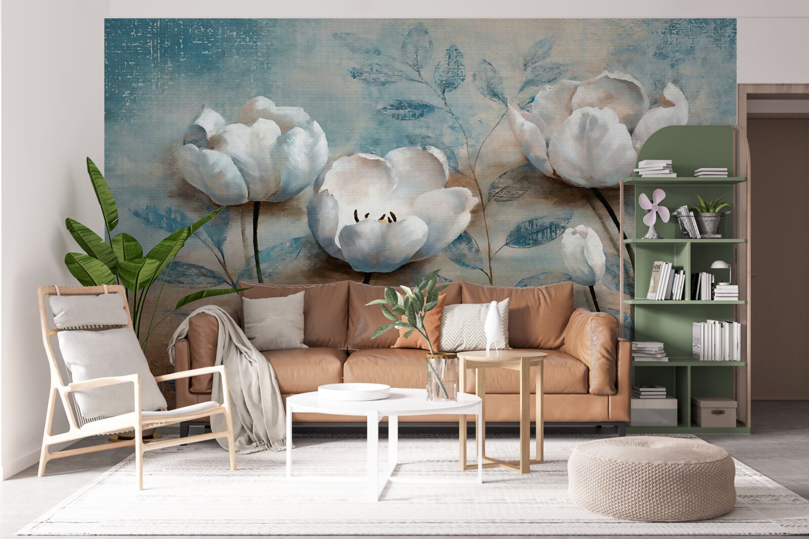 Papier peint croquis avec bourgeons écarlates