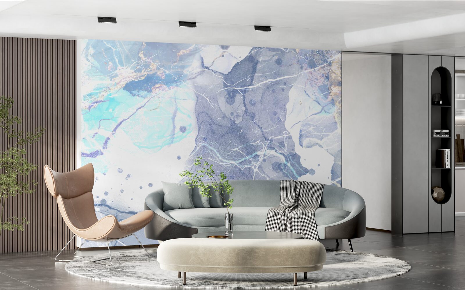 Papier peint marbre bleu dans un style abstrait