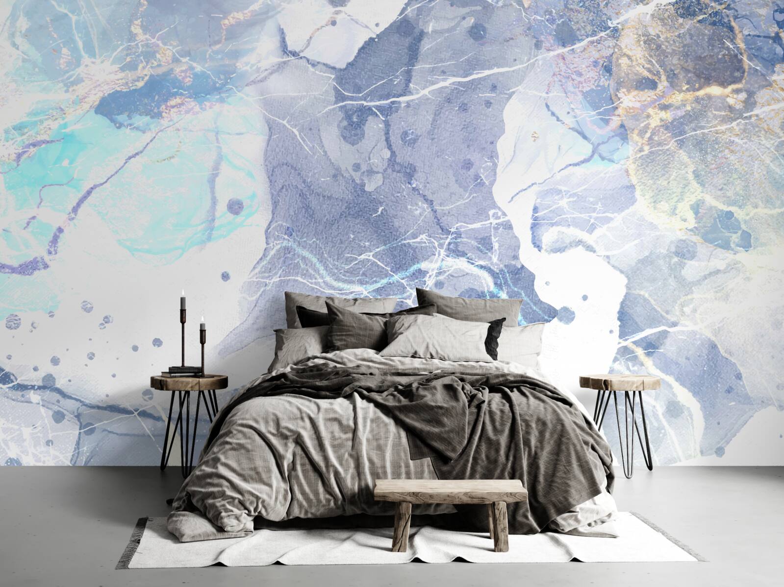 Papier peint marbre bleu dans un style abstrait