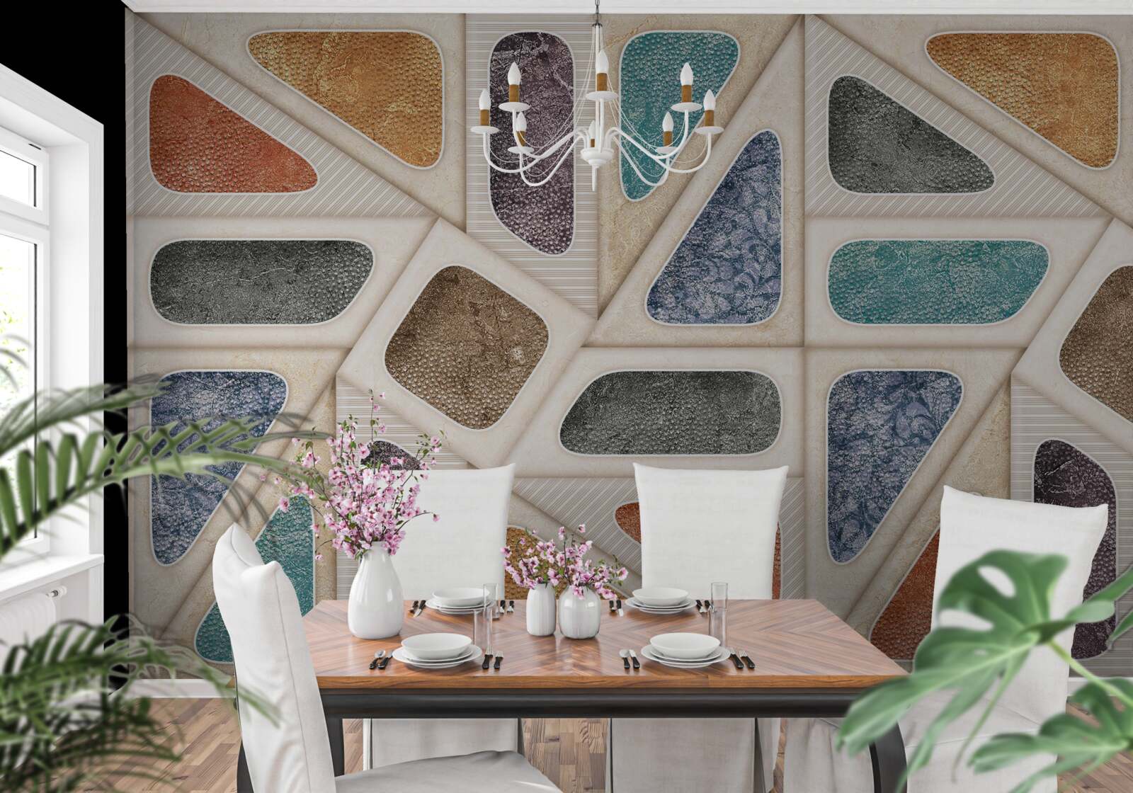 Papier peint panneau composé de différentes couleurs dans un style mosaïque