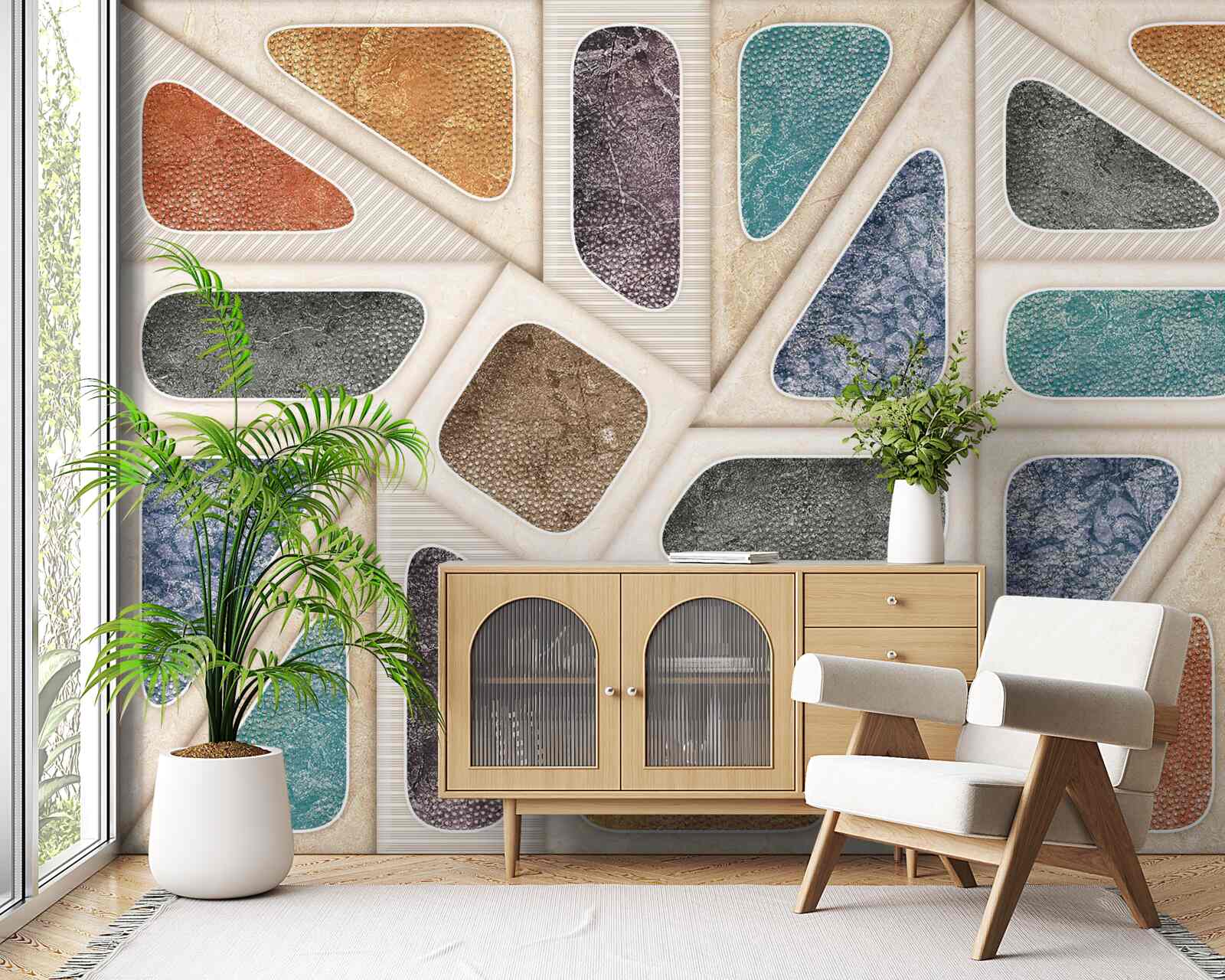 Papier peint panneau composé de différentes couleurs dans un style mosaïque