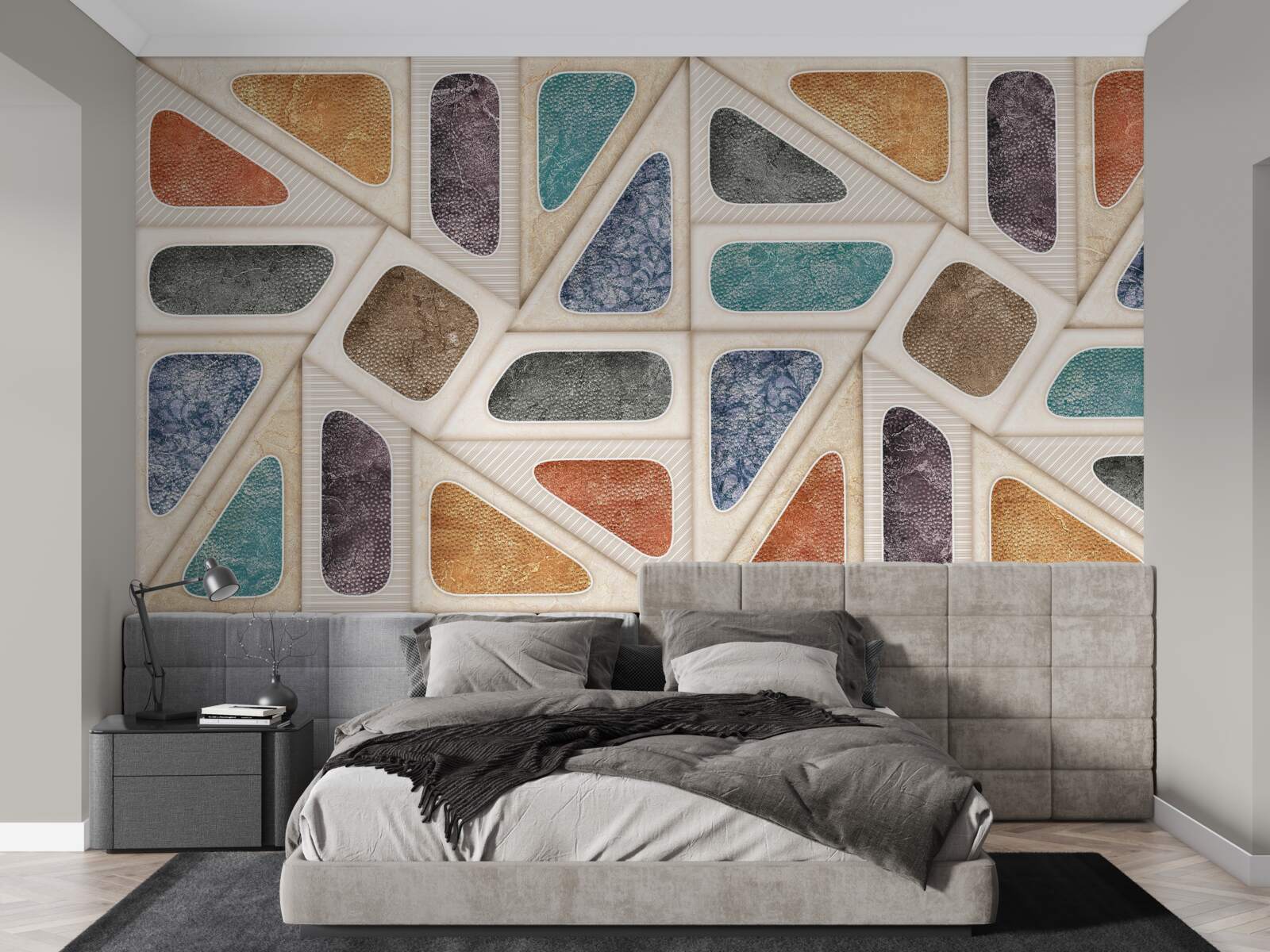 Papier peint panneau composé de différentes couleurs dans un style mosaïque