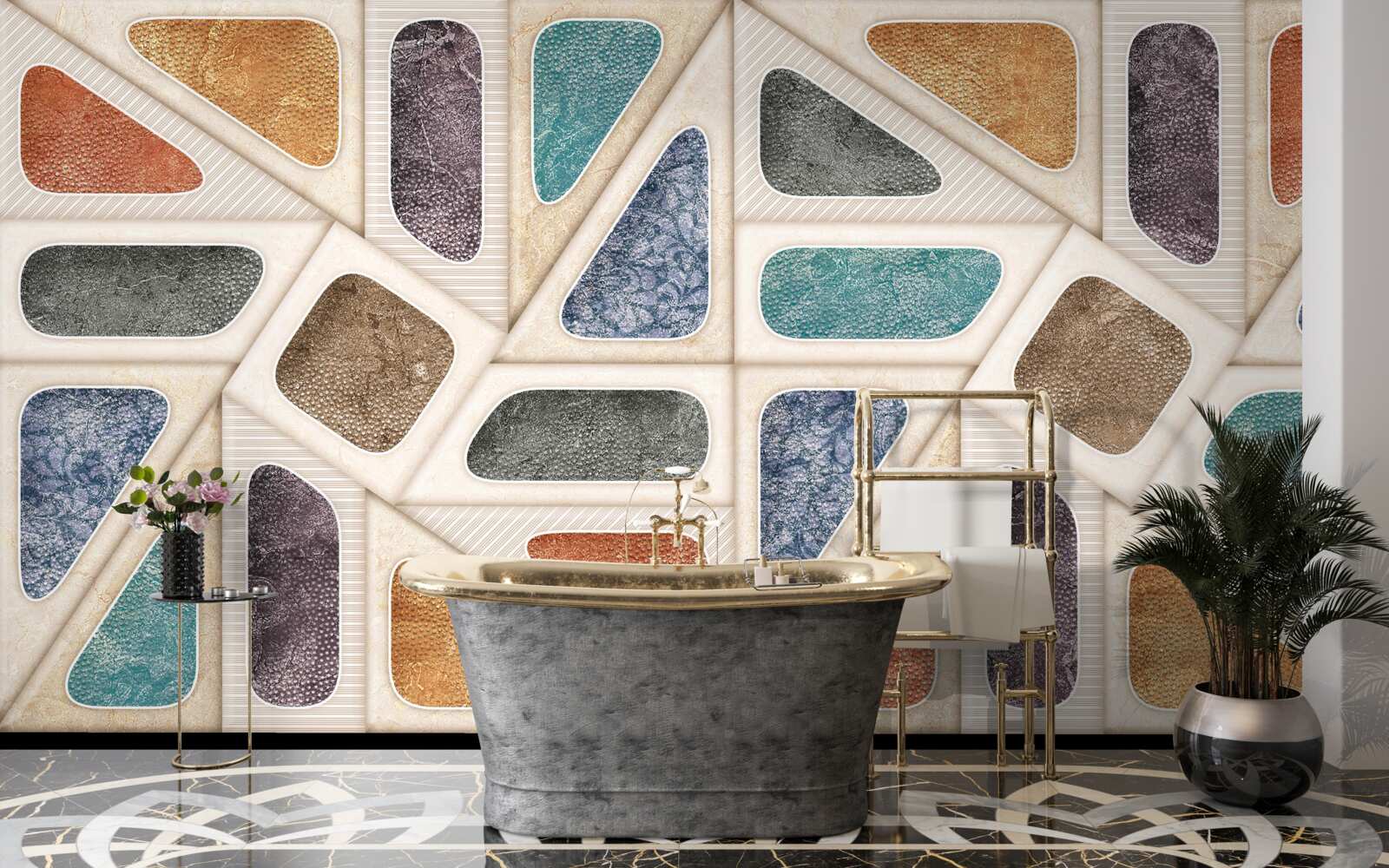 Papier peint panneau composé de différentes couleurs dans un style mosaïque