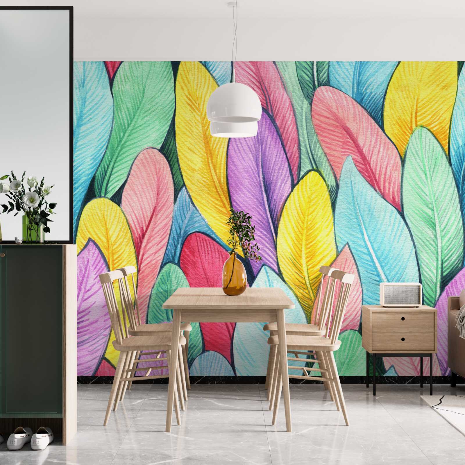 Papier peint feuilles multicolores d'un automne lumineux