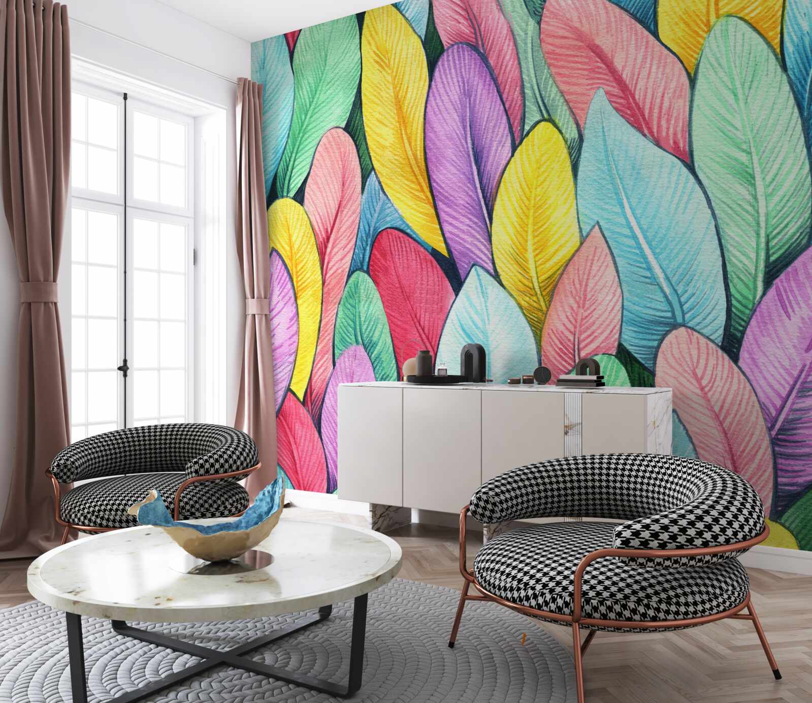 Papier peint feuilles multicolores d'un automne lumineux