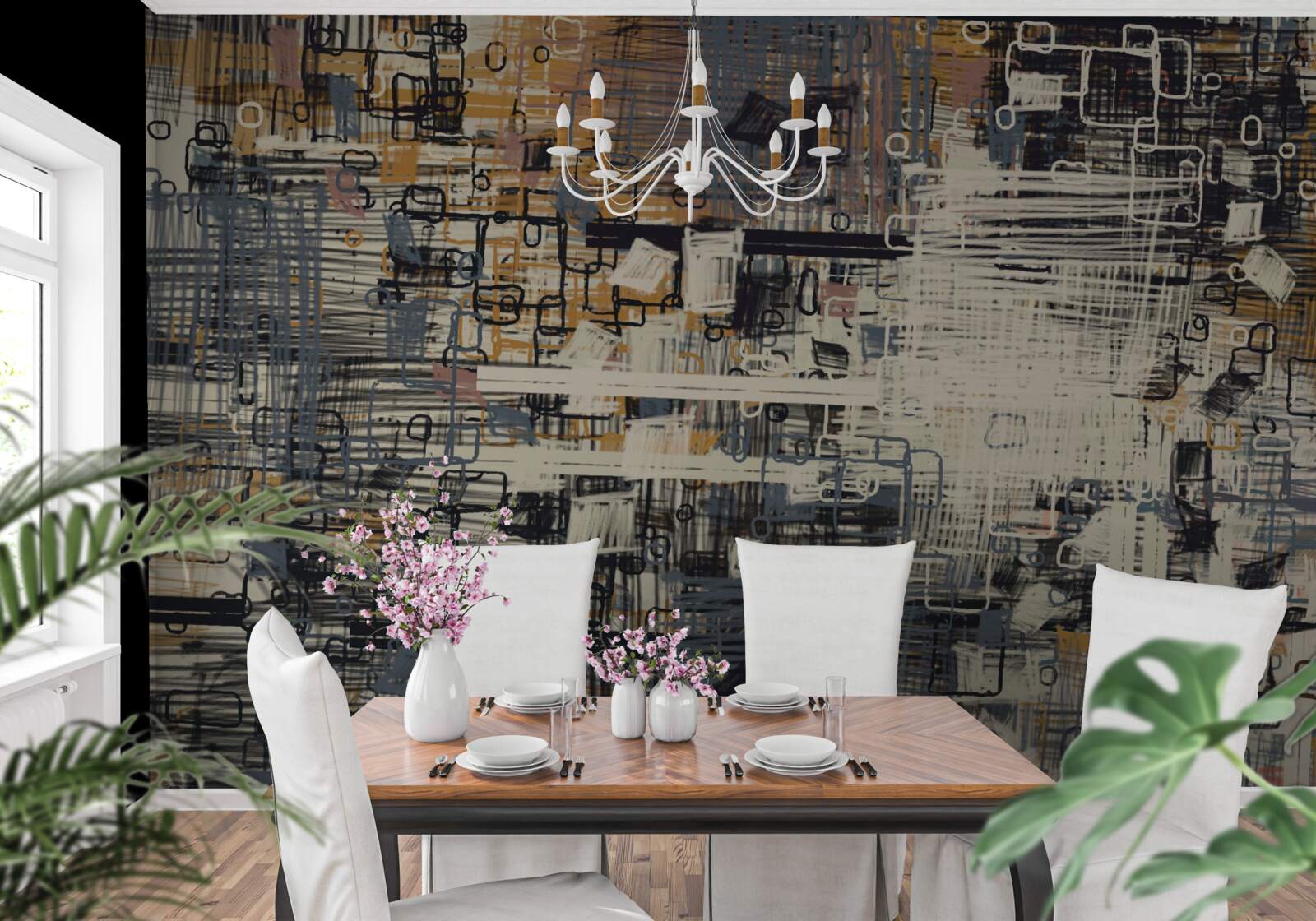 Papier peint construction composée de formes géométriques de forme rectangulaire et de différentes teintes