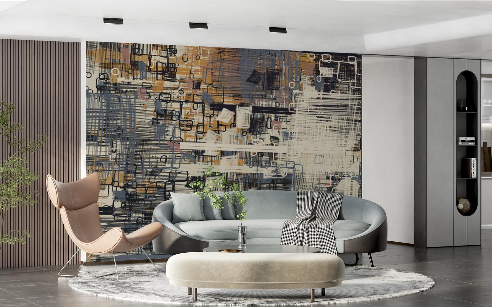 Papier peint construction composée de formes géométriques de forme rectangulaire et de différentes teintes