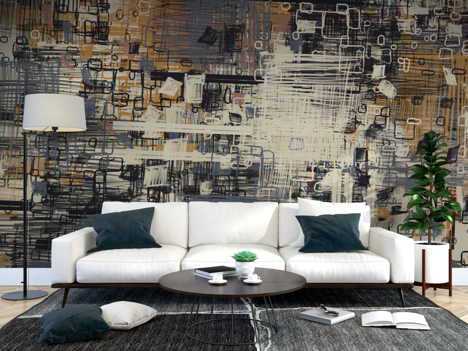 Papier peint construction composée de formes géométriques de forme rectangulaire et de différentes teintes