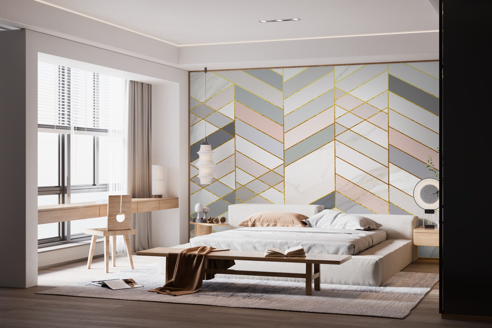 Papier peint lignes pastel disposées en diagonale