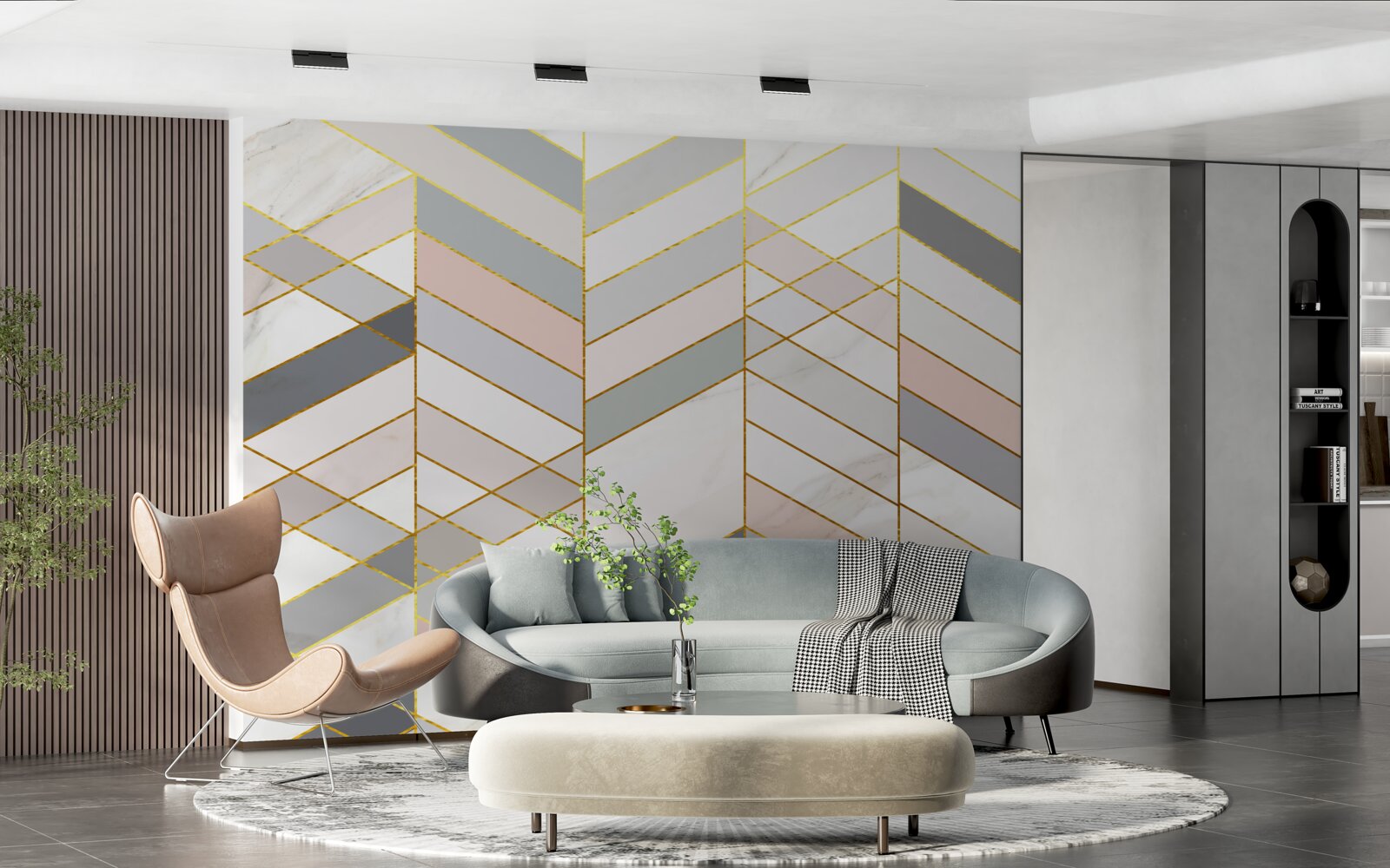 Papier peint lignes pastel disposées en diagonale