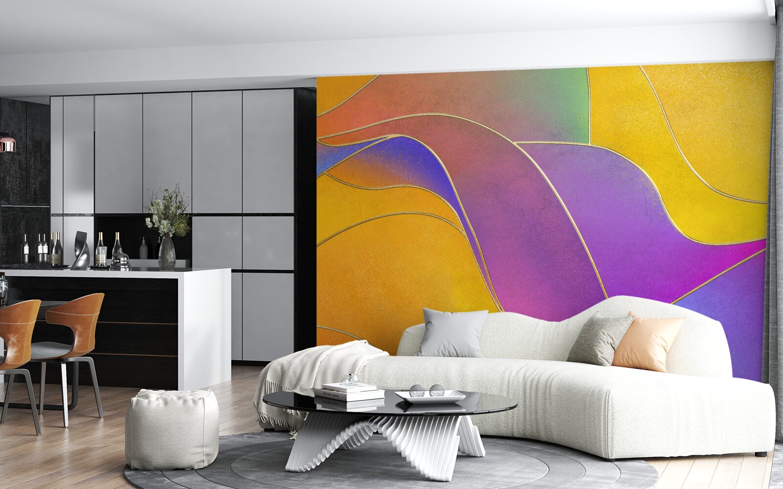 Papier peint lignes lâches en violet