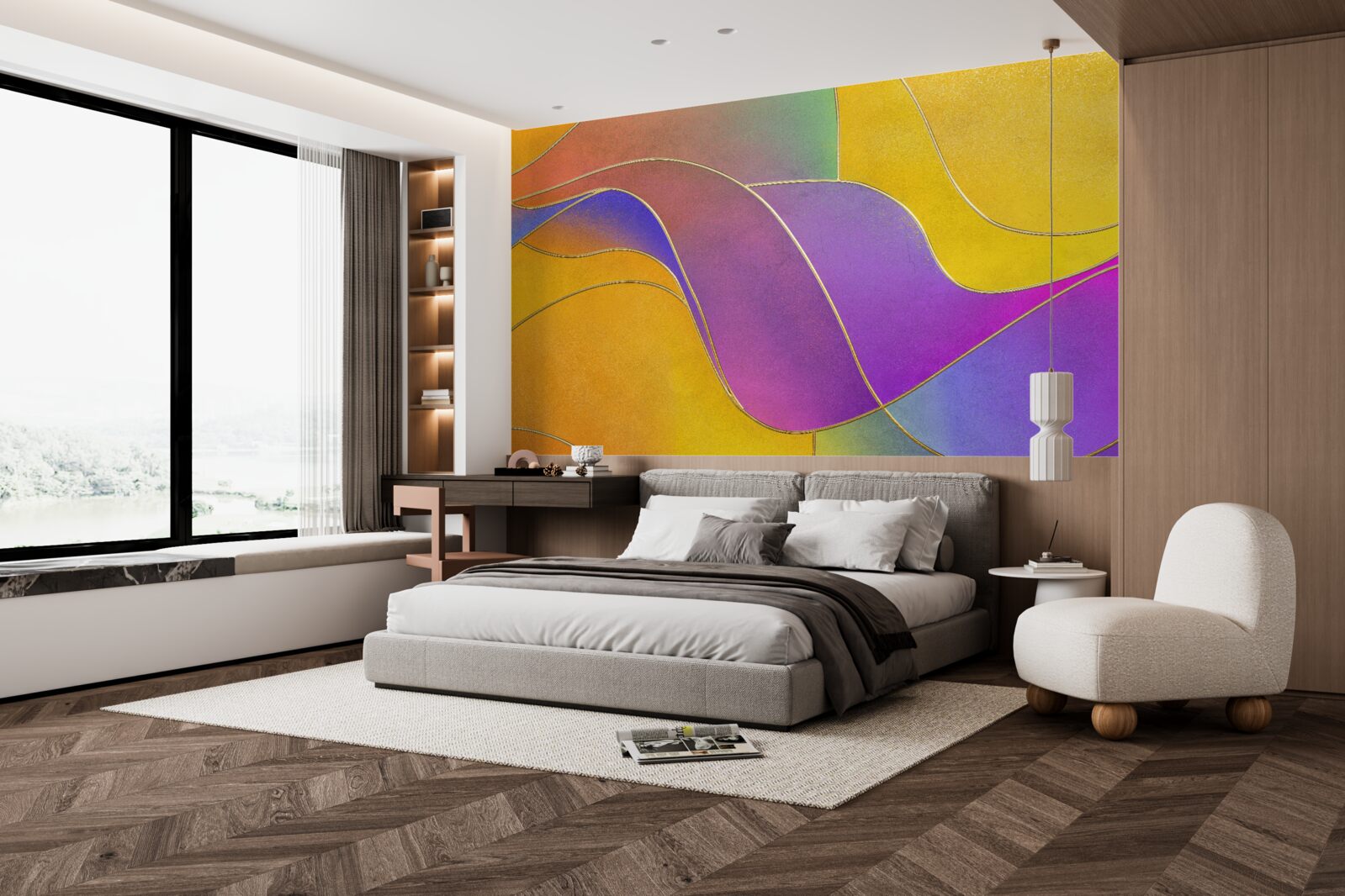 Papier peint lignes lâches en violet