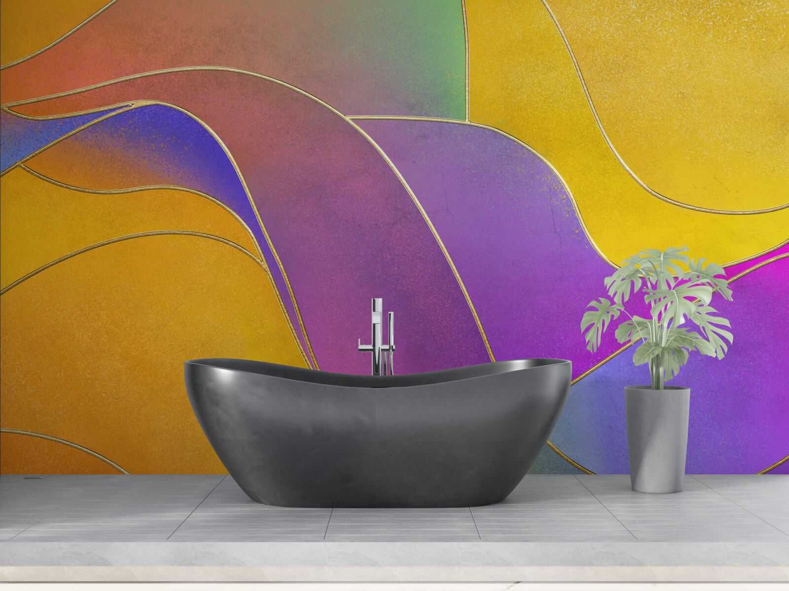 Papier peint lignes lâches en violet