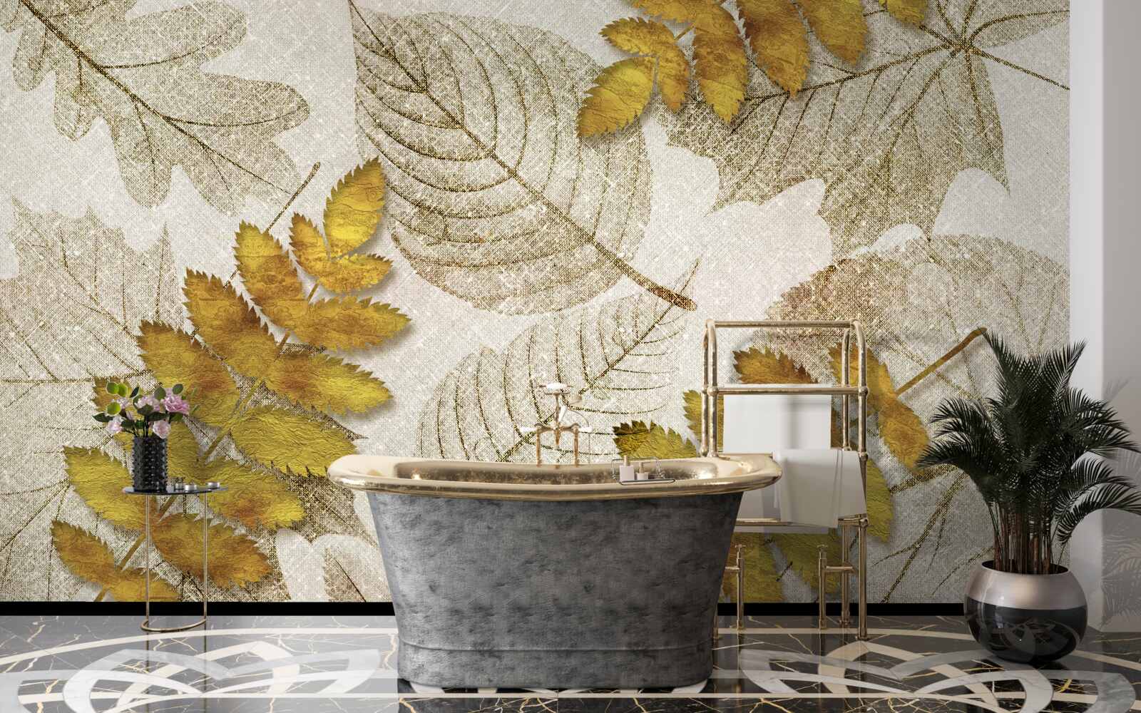 Papier peint une jungle couverte d'or