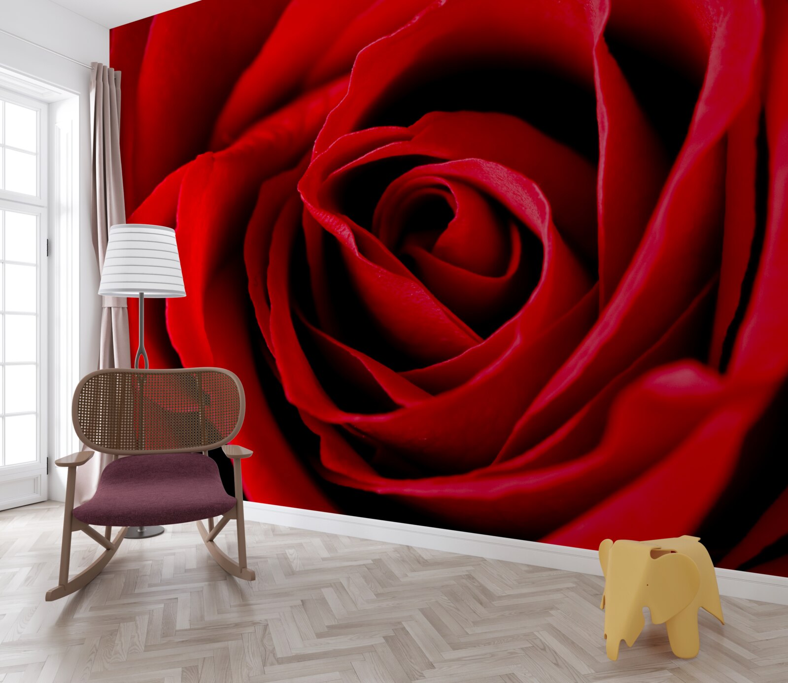 Papier peint magnifique rose écarlate