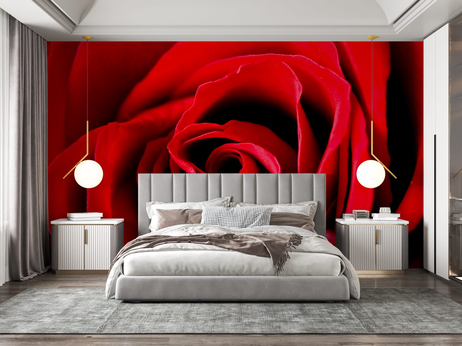 Papier peint magnifique rose écarlate