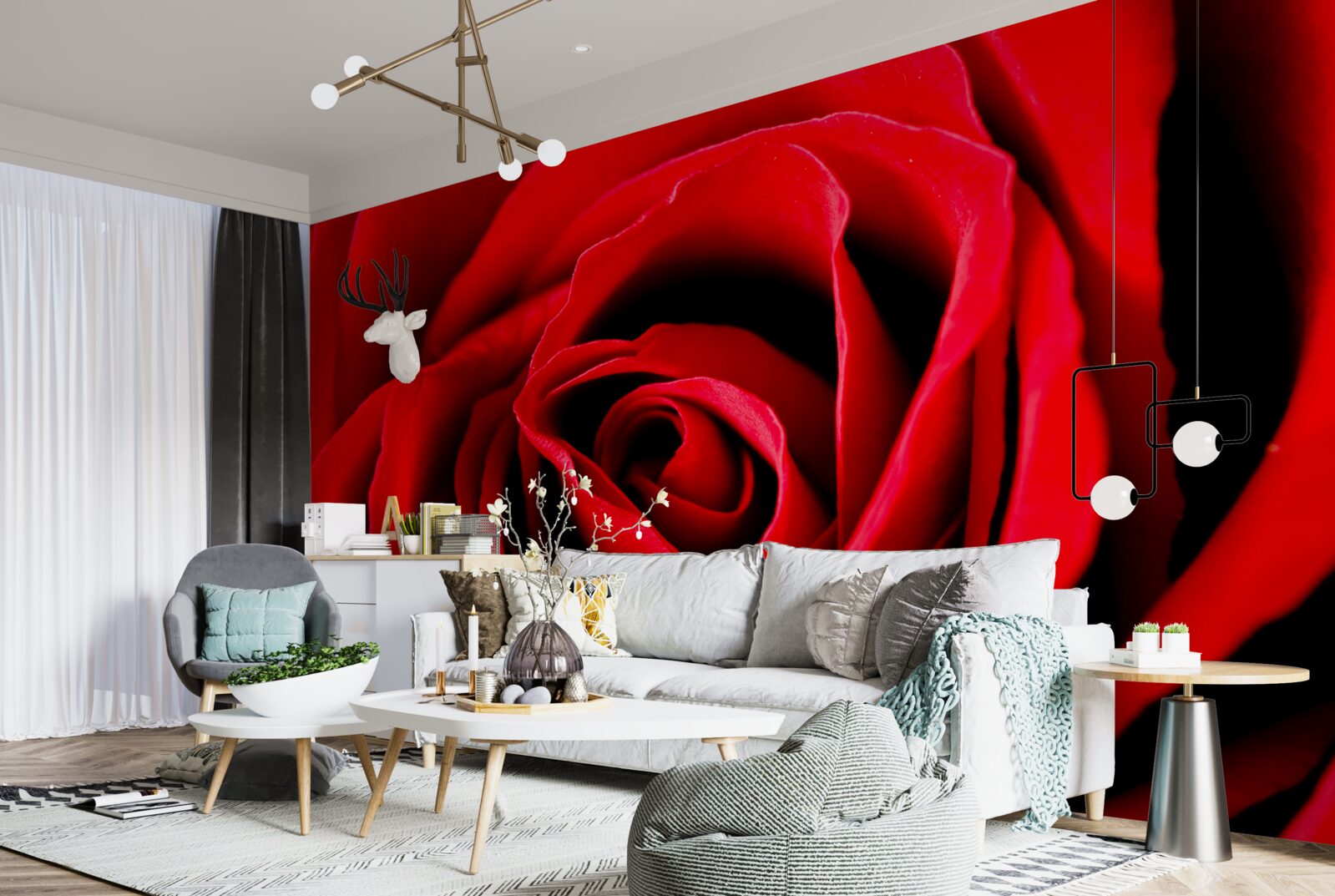 Papier peint magnifique rose écarlate