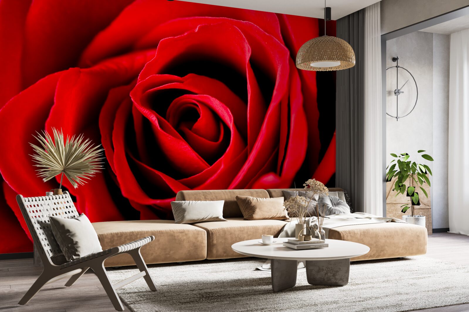 Papier peint magnifique rose écarlate