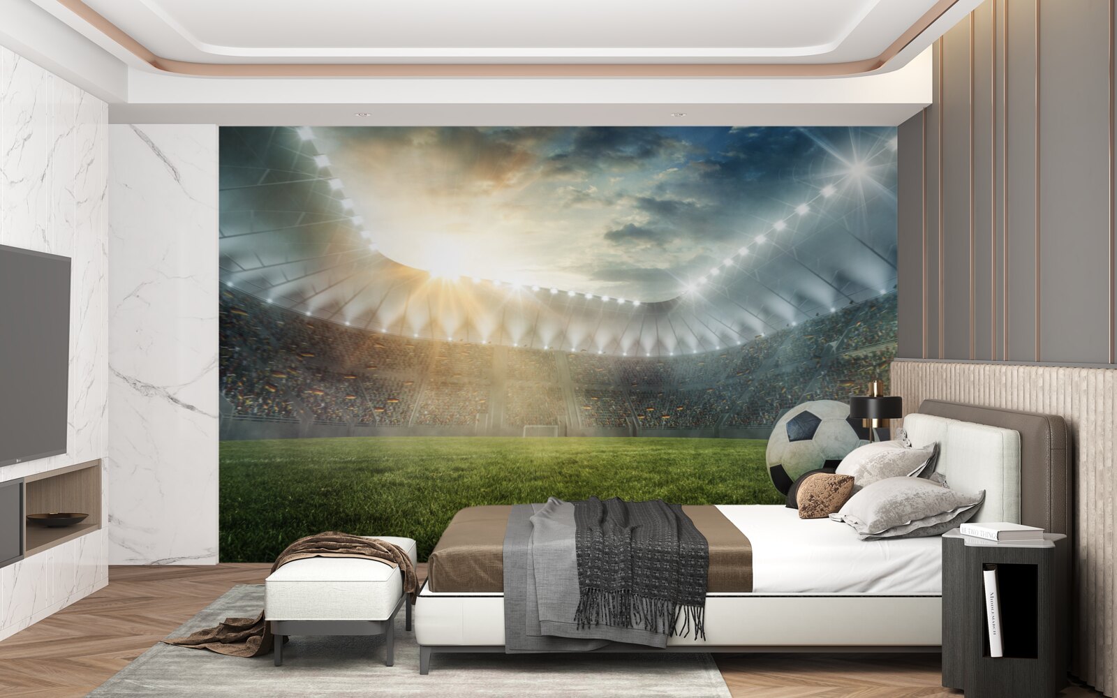 Papier peint le football est sur le terrain