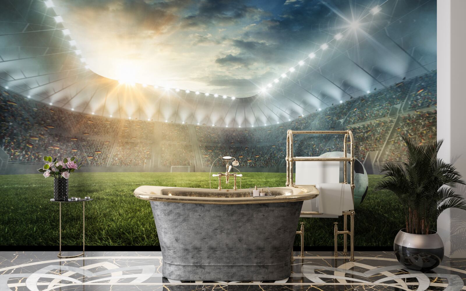 Papier peint le football est sur le terrain