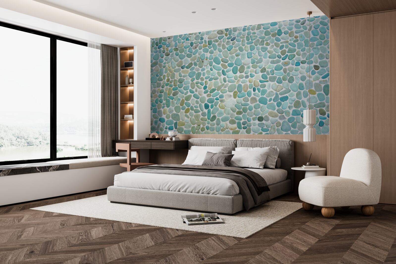 Papier peint pierres bleues de la mer