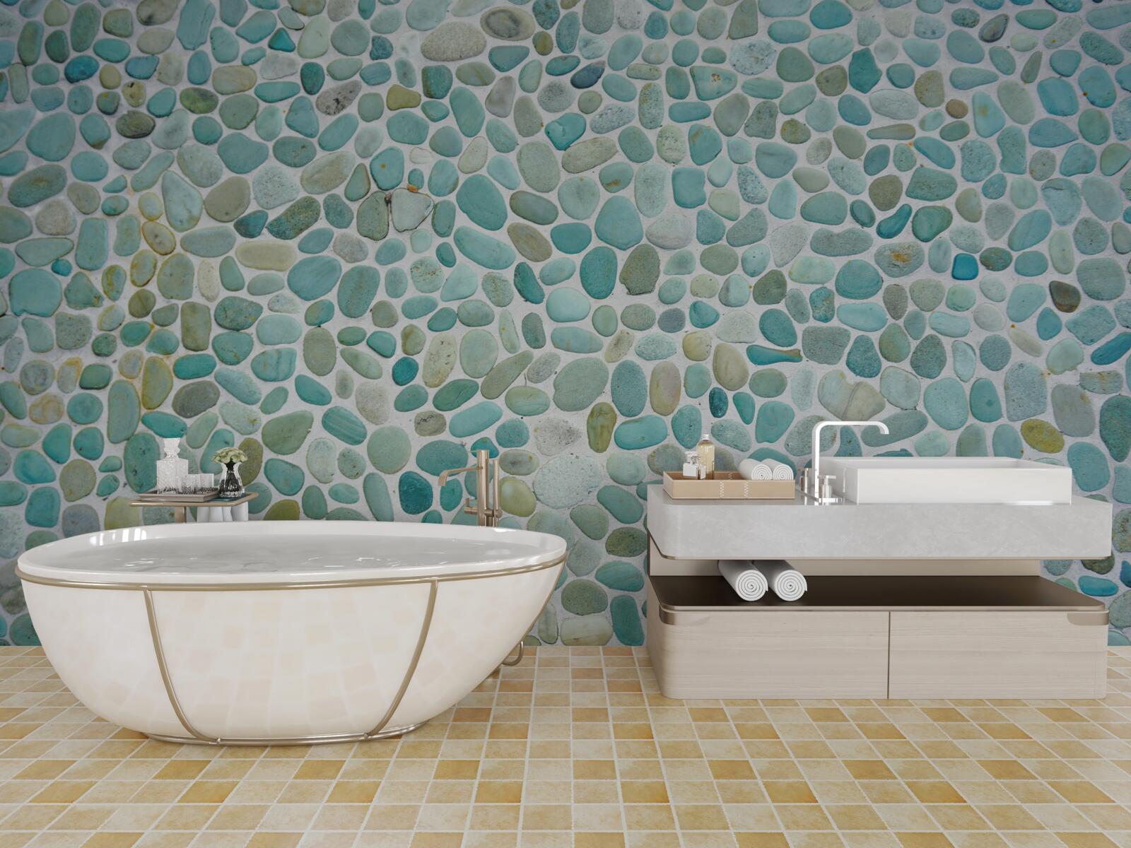 Papier peint pierres bleues de la mer