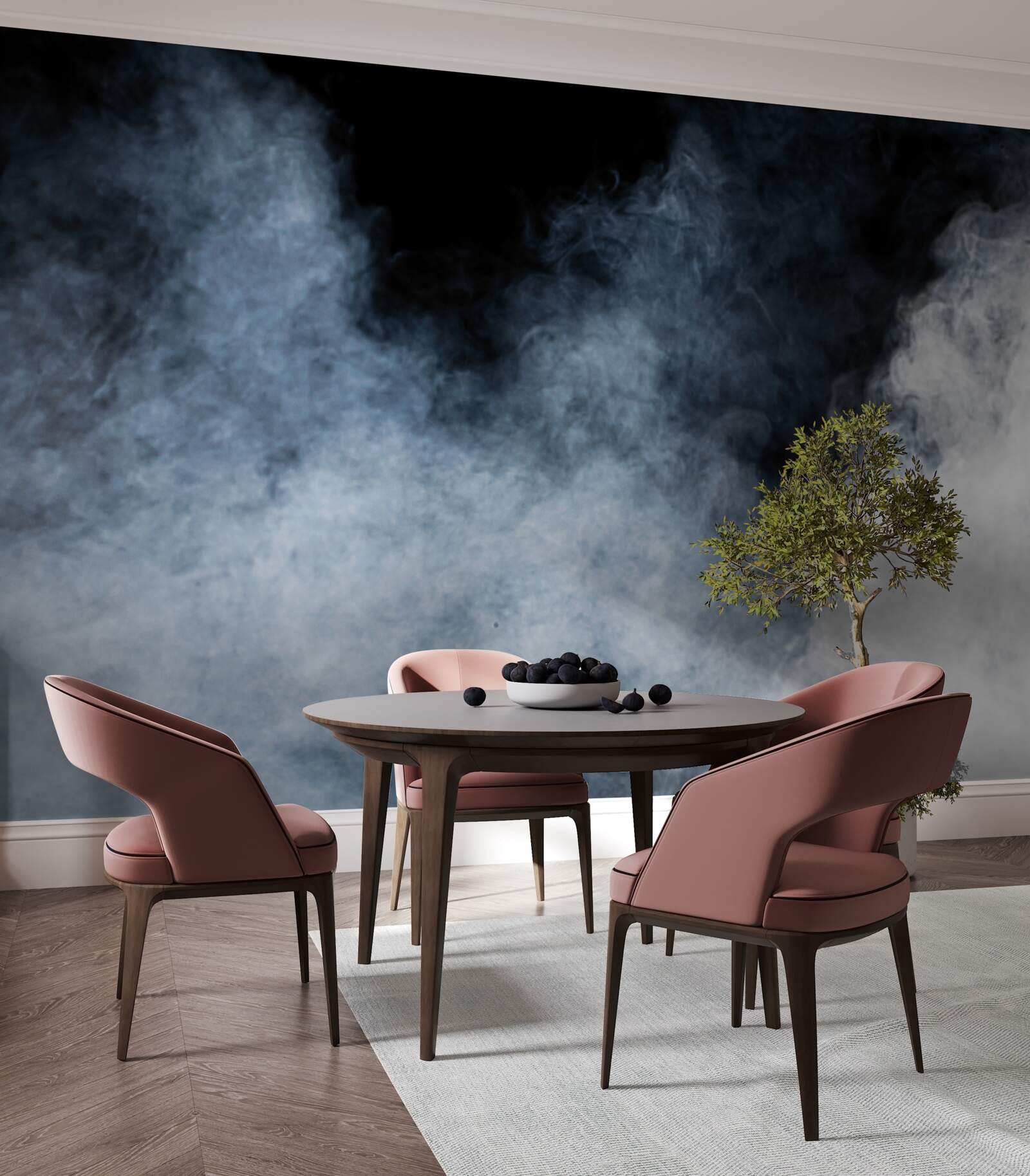 Papier peint un brouillard épais recouvre la forêt nocturne