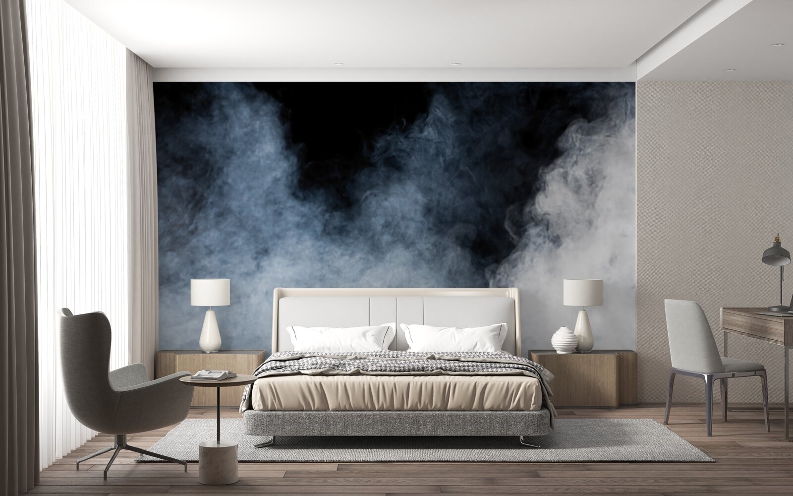 Papier peint un brouillard épais recouvre la forêt nocturne