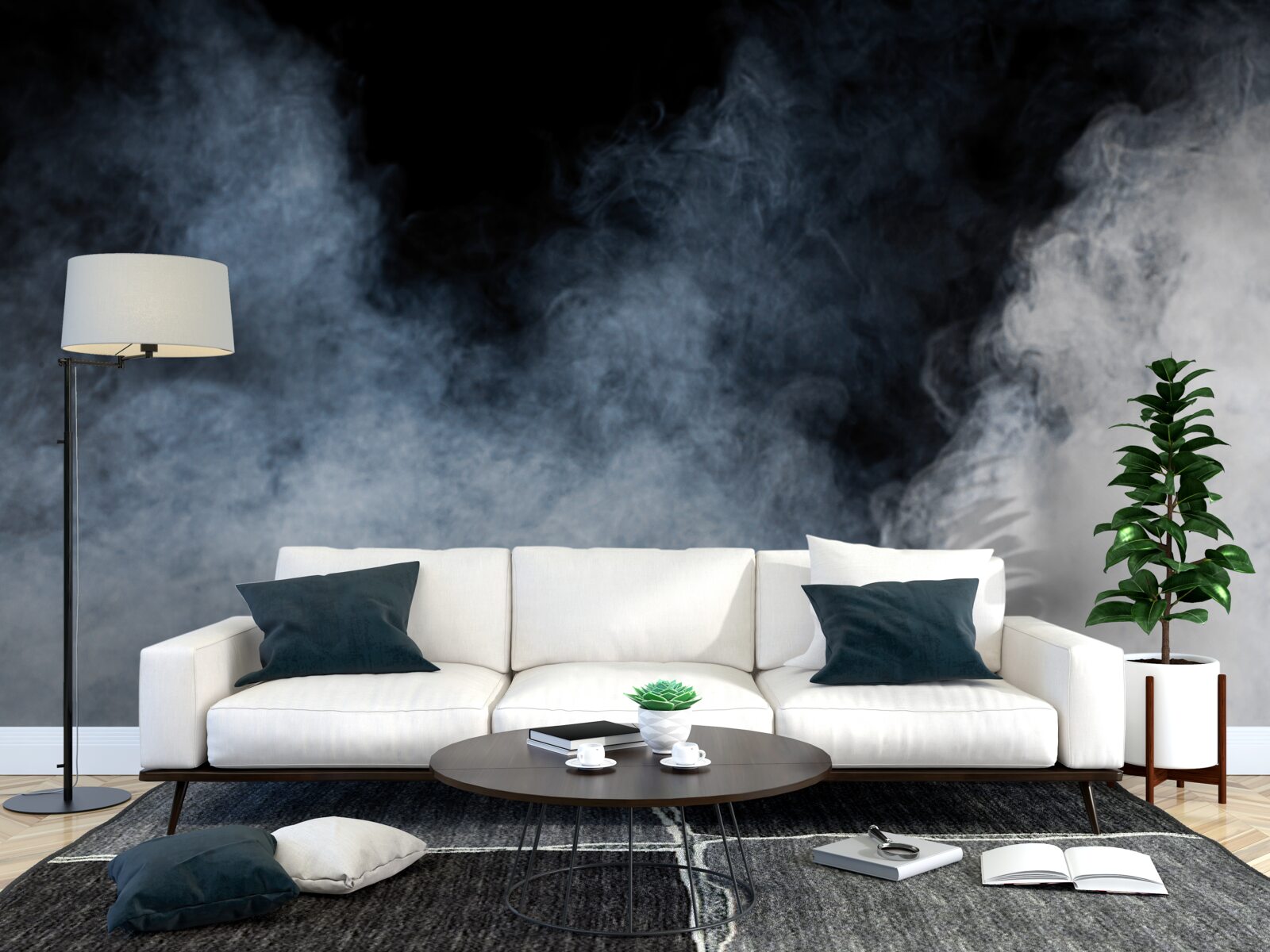 Papier peint un brouillard épais recouvre la forêt nocturne