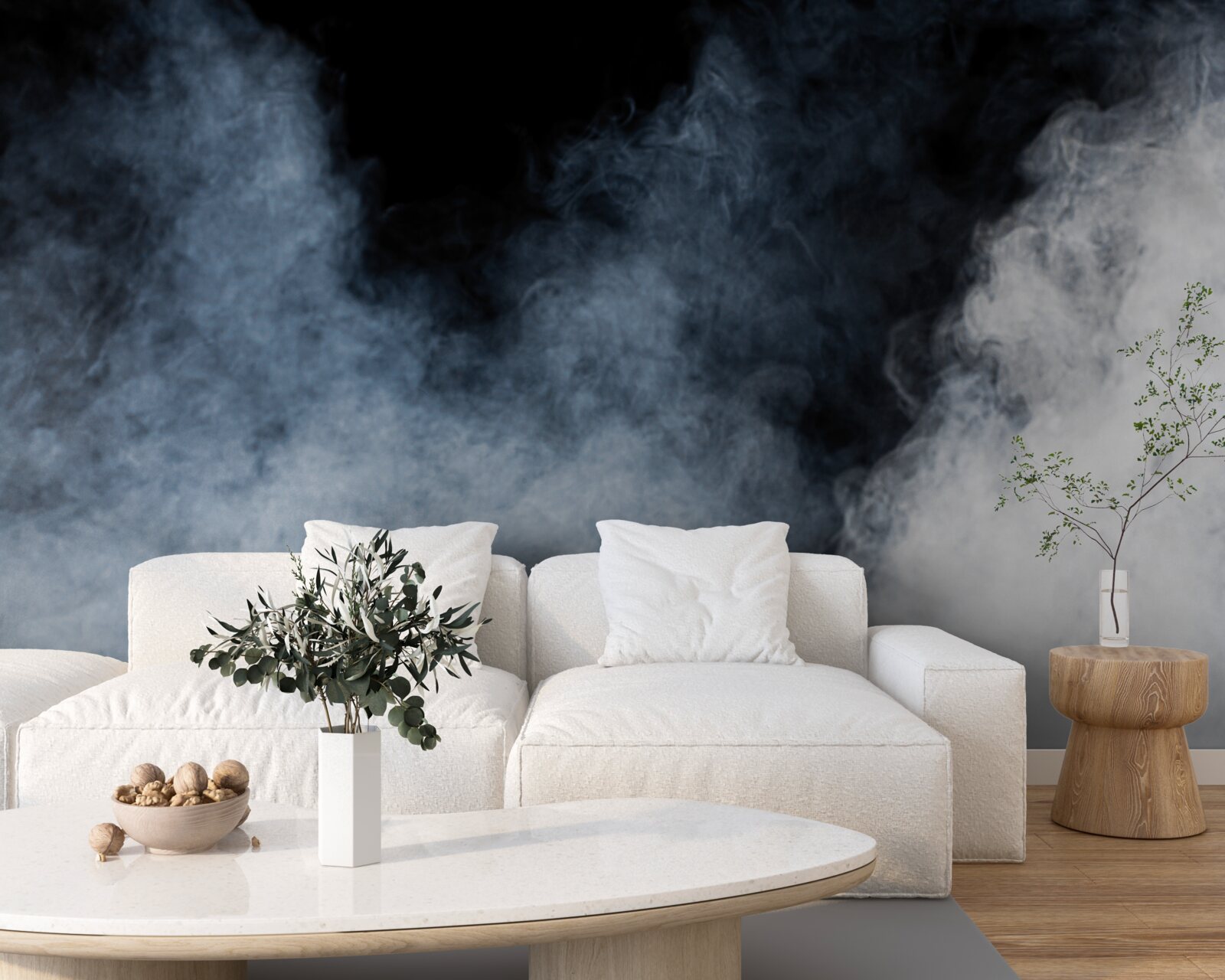 Papier peint un brouillard épais recouvre la forêt nocturne