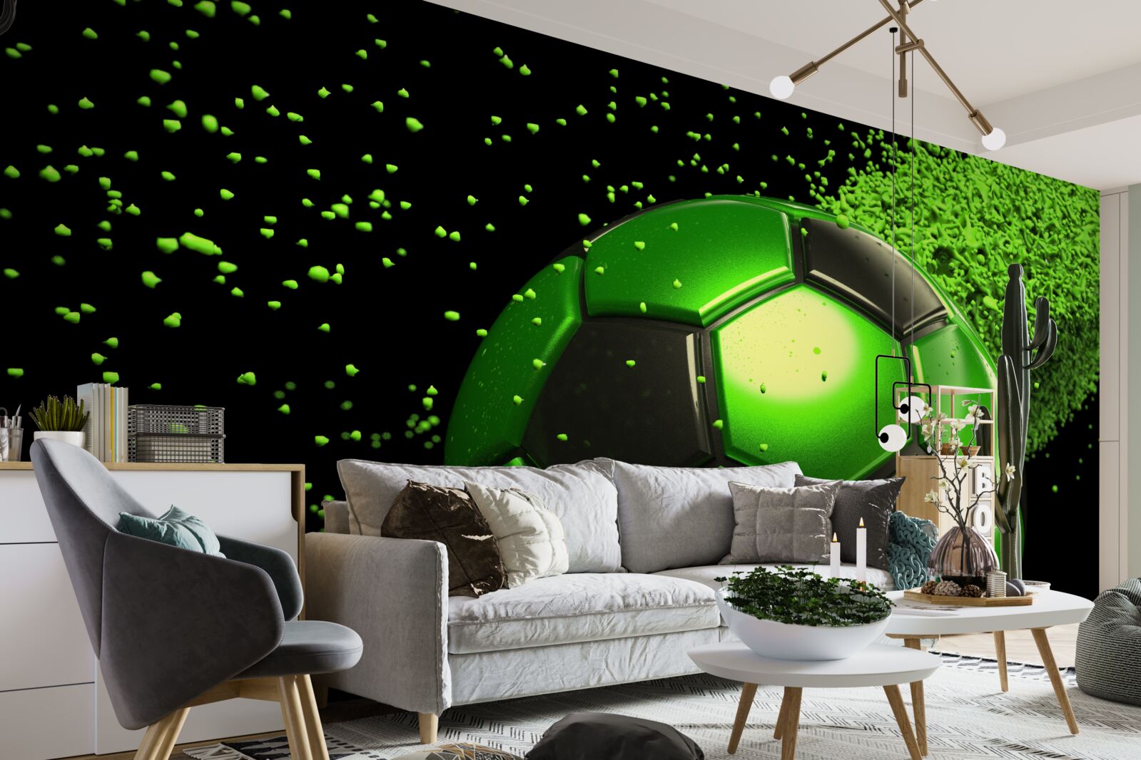 Papier peint éclairer la balle avec une lumière verte