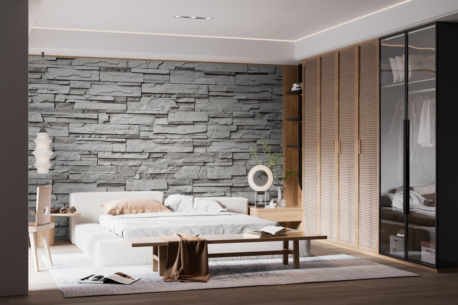 Papier peint mur en pierre blanche