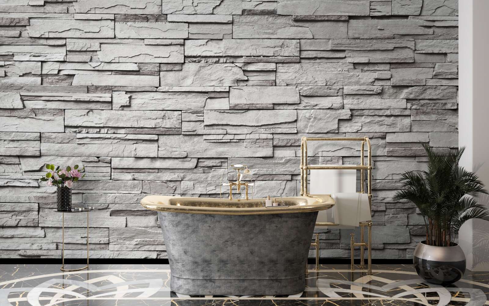 Papier peint mur en pierre blanche