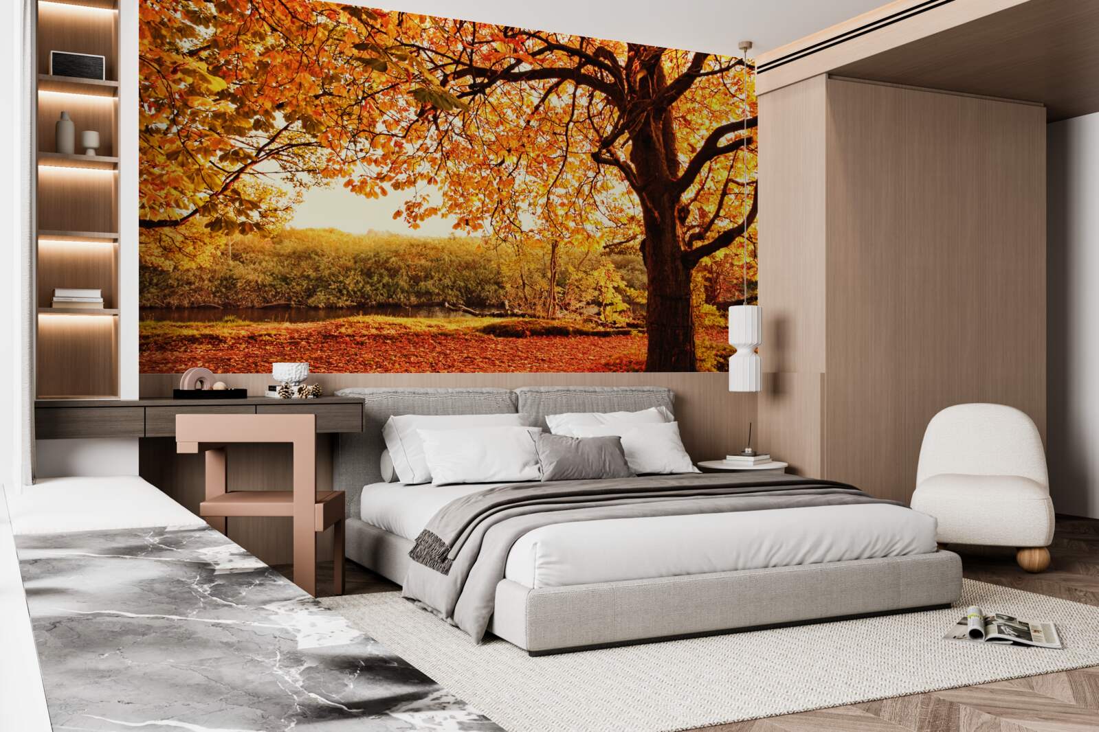 Papier peint l'éblouissante beauté de la forêt en automne ensoleillé