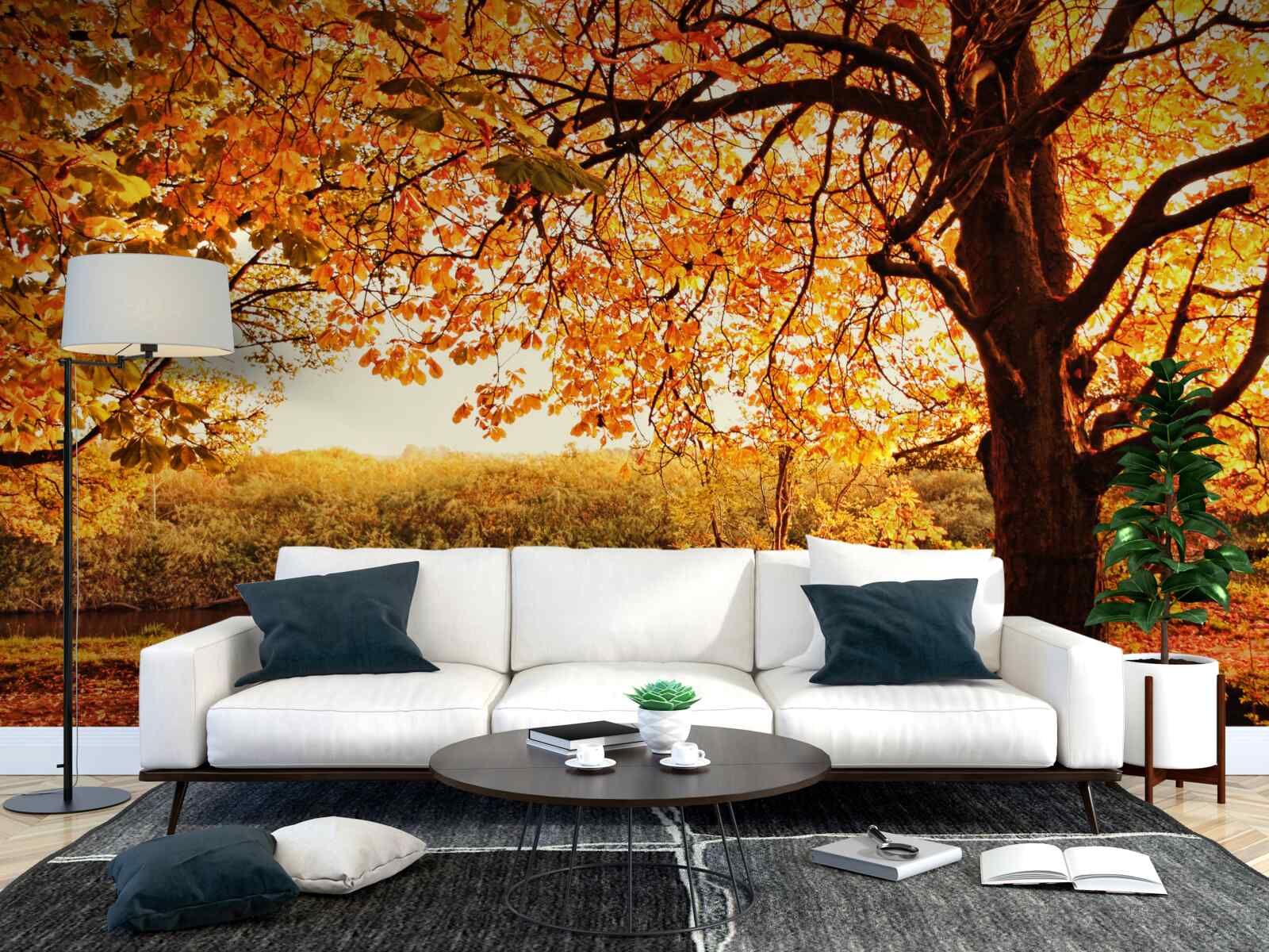 Papier peint l'éblouissante beauté de la forêt en automne ensoleillé