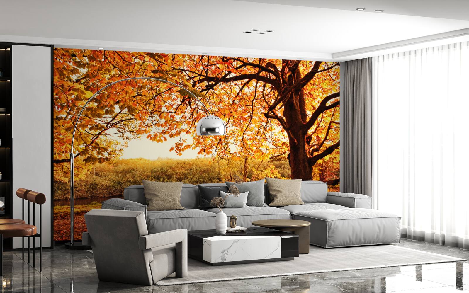 Papier peint l'éblouissante beauté de la forêt en automne ensoleillé