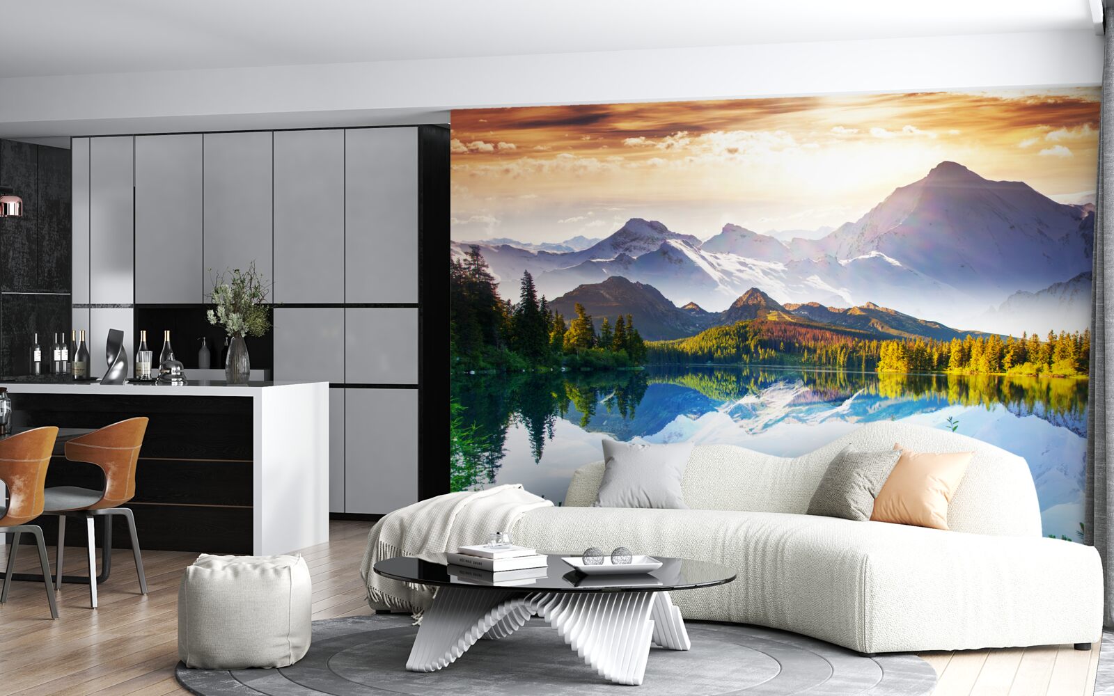 Papier peint les eaux du lac de montagne sont cristallines