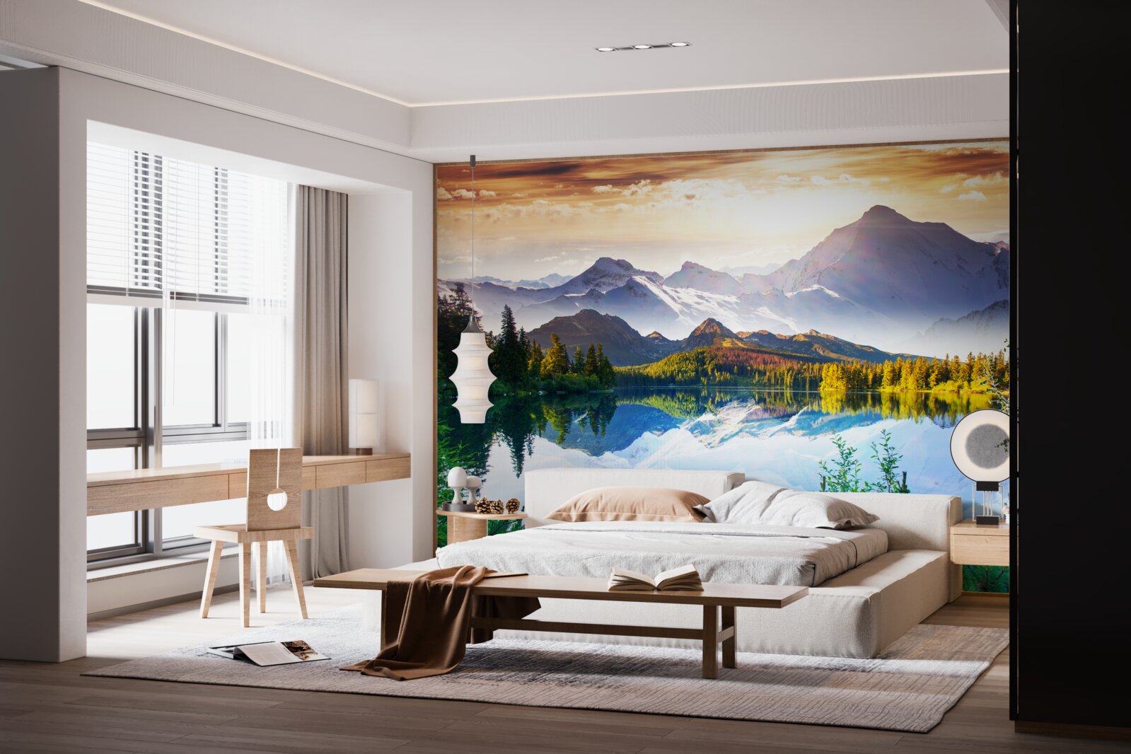 Papier peint les eaux du lac de montagne sont cristallines