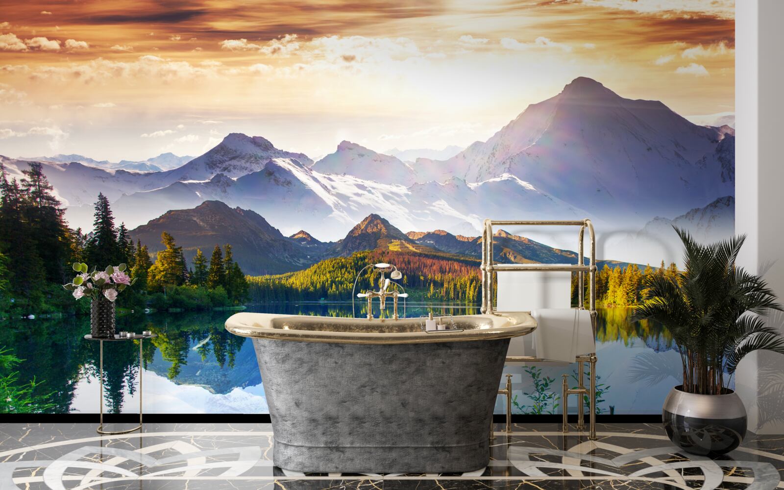 Papier peint les eaux du lac de montagne sont cristallines