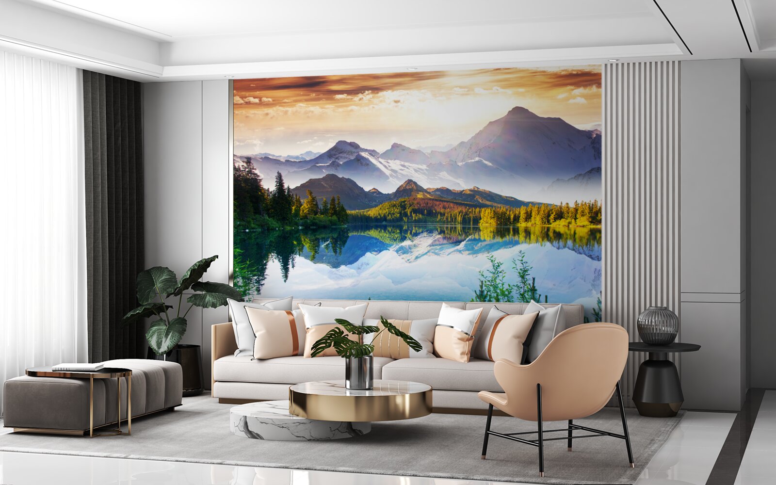 Papier peint les eaux du lac de montagne sont cristallines