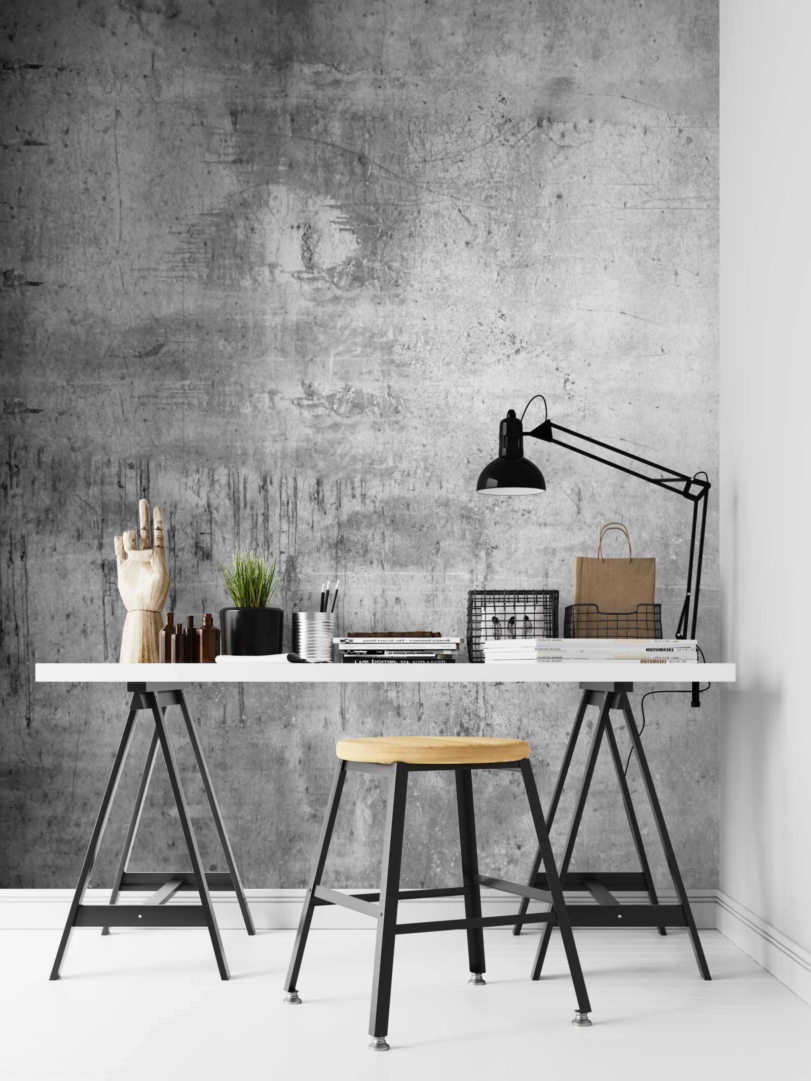 Papier peint surface métallique en nuances de gris