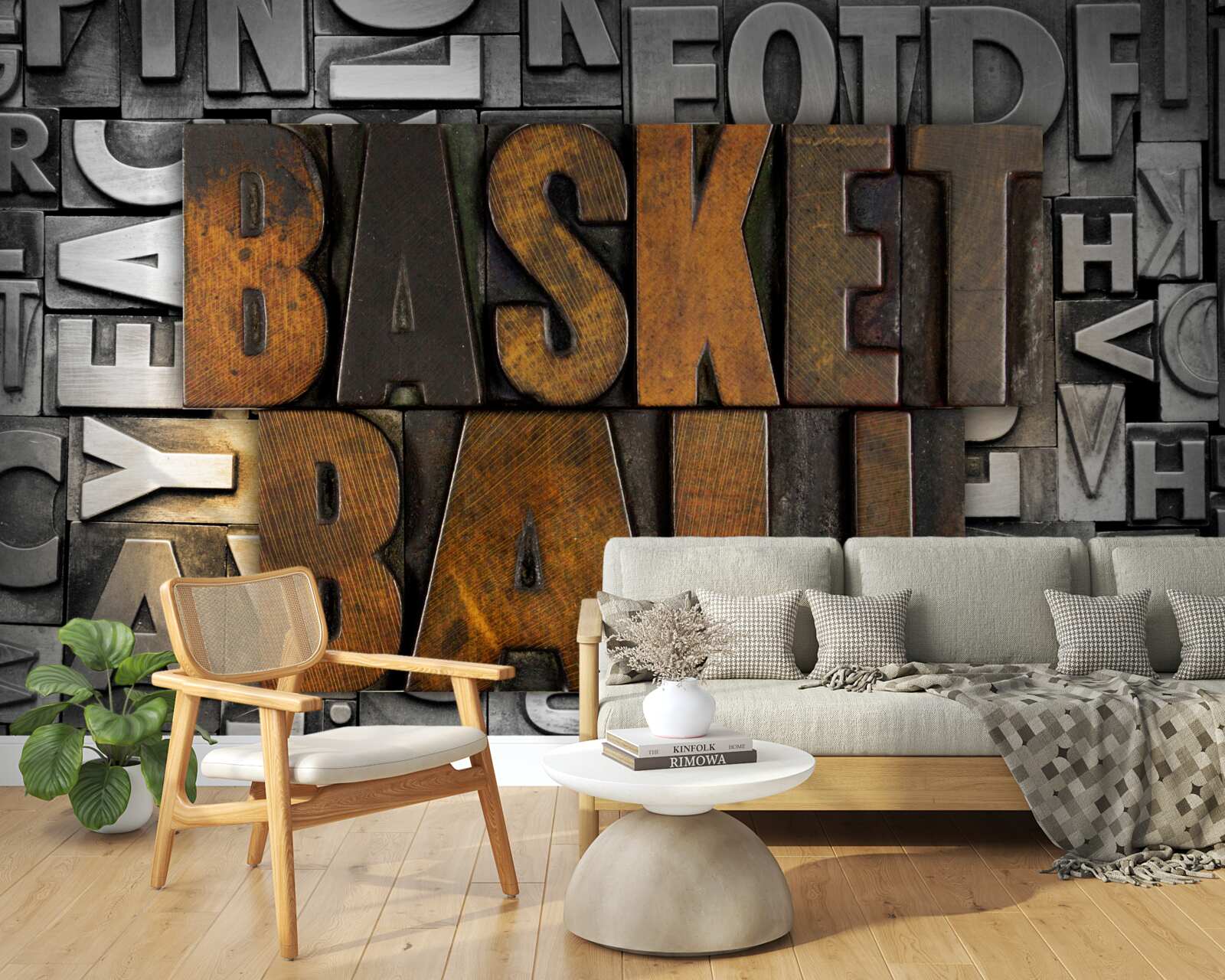 Papier peint "basket" gravé sur métal
