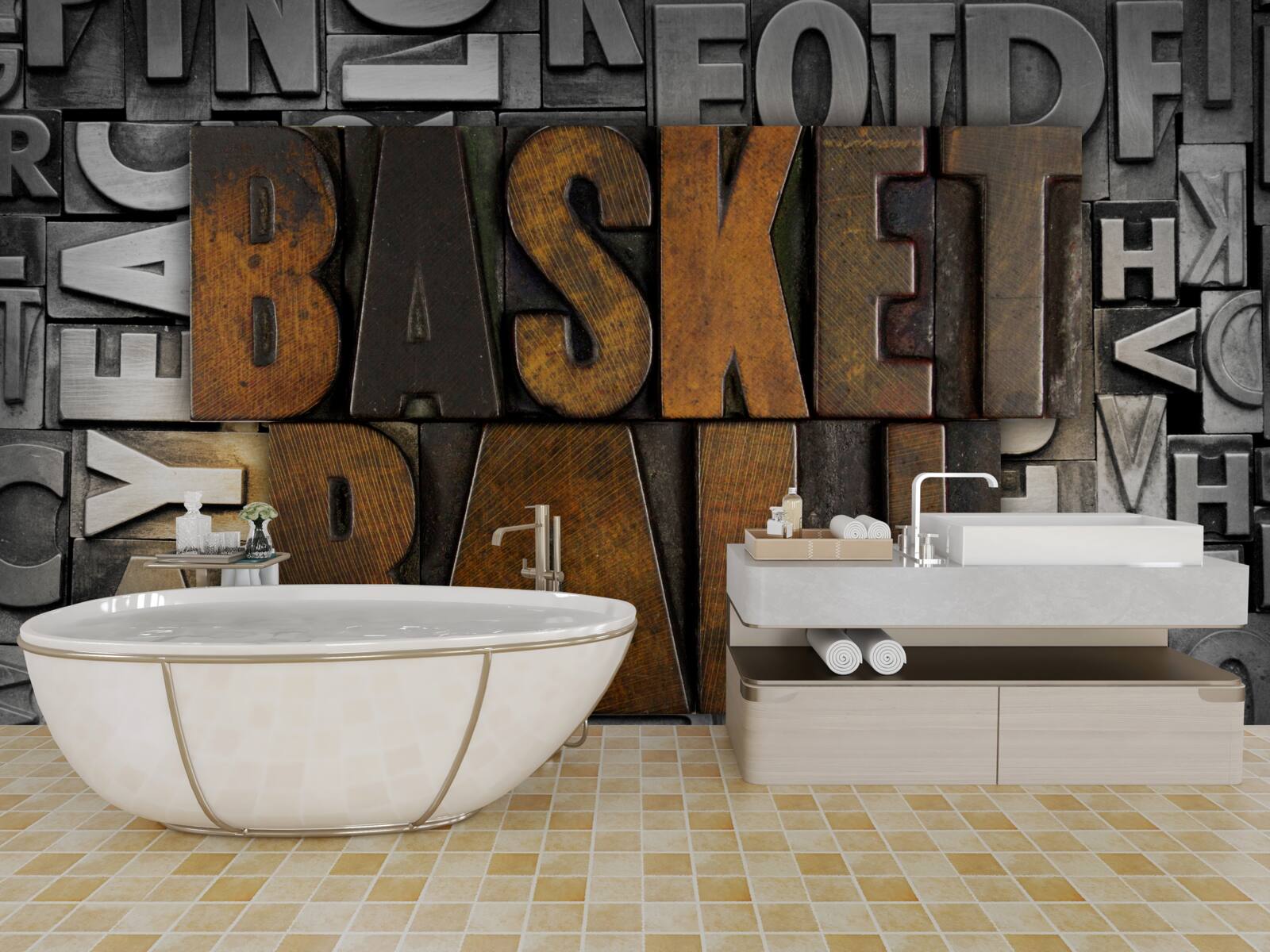 Papier peint "basket" gravé sur métal