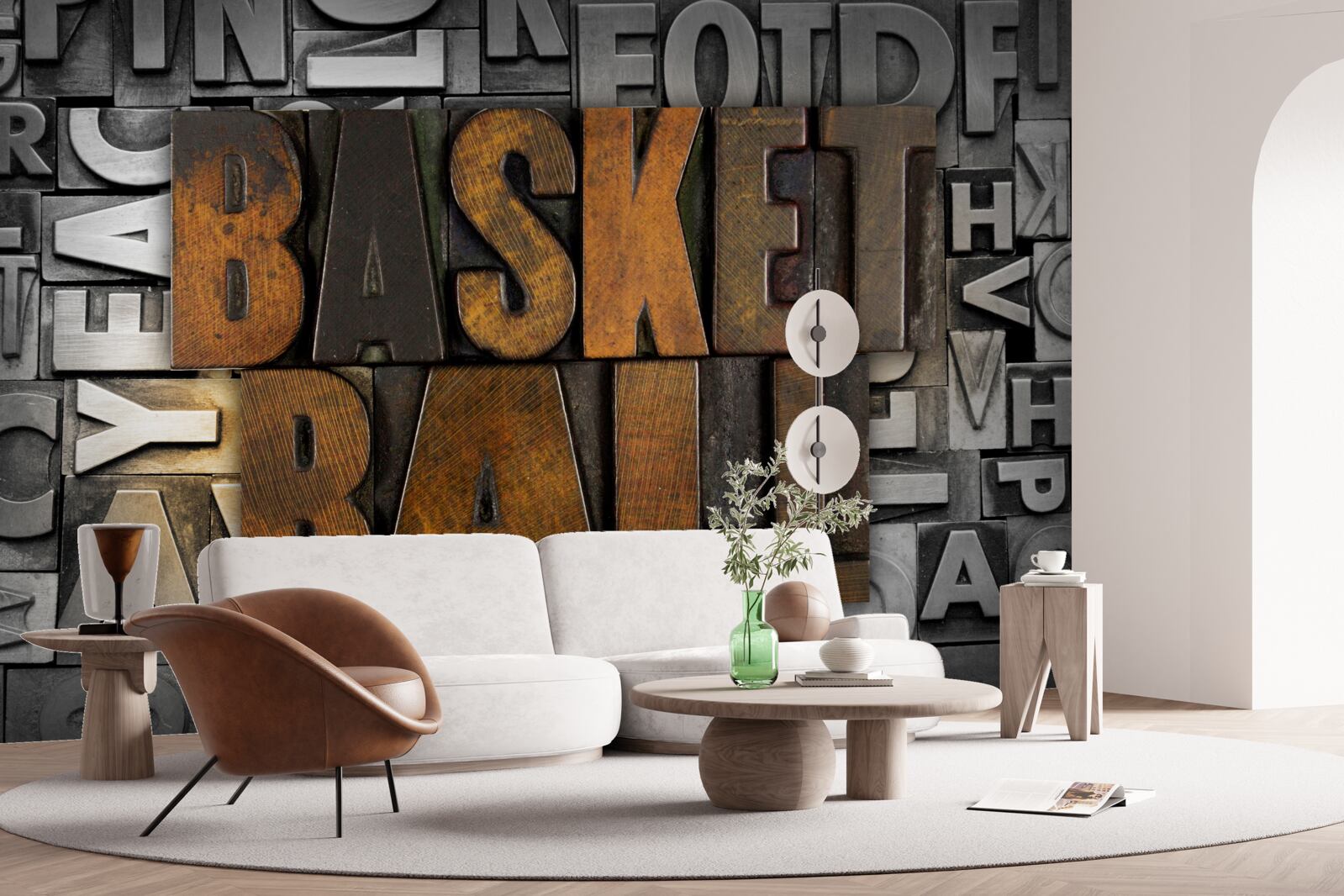 Papier peint "basket" gravé sur métal