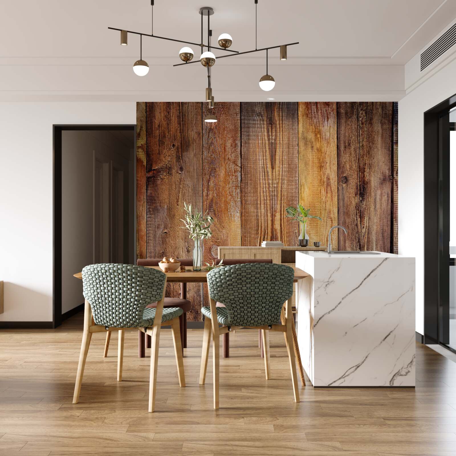 Papier peint Planches de parquet posées verticalement