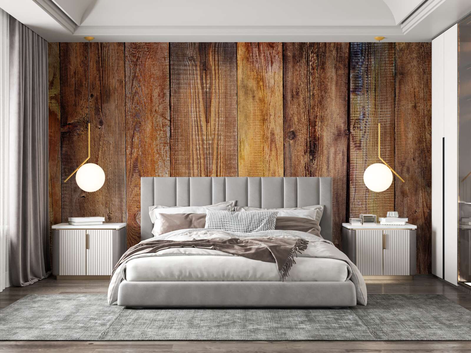 Papier peint Planches de parquet posées verticalement