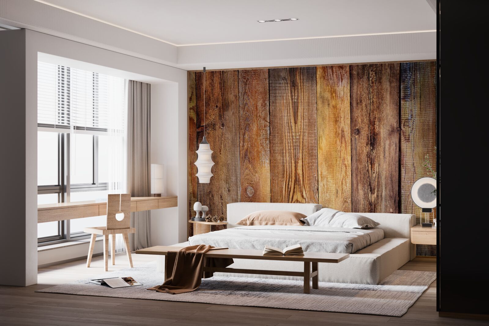 Papier peint Planches de parquet posées verticalement