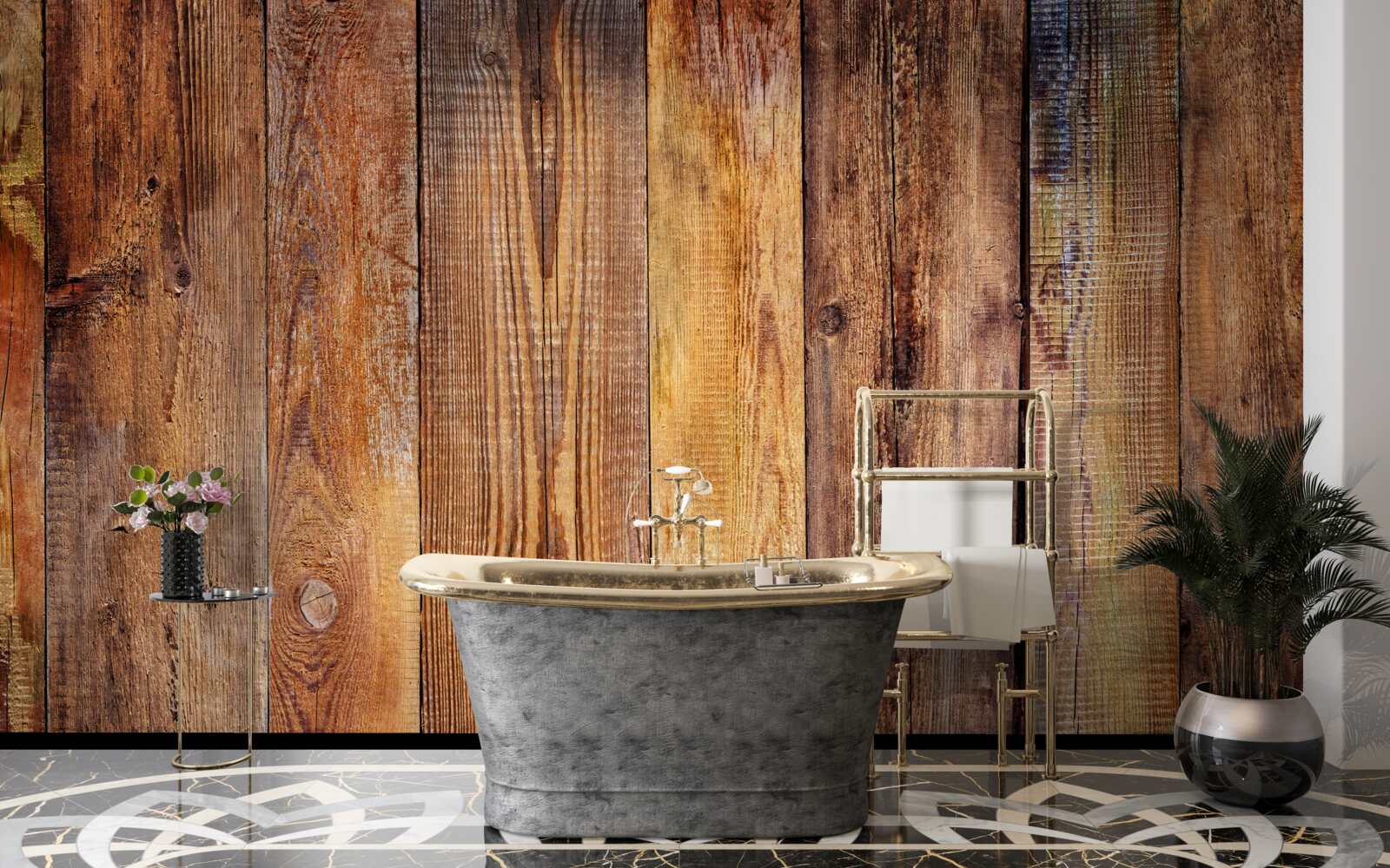 Papier peint Planches de parquet posées verticalement