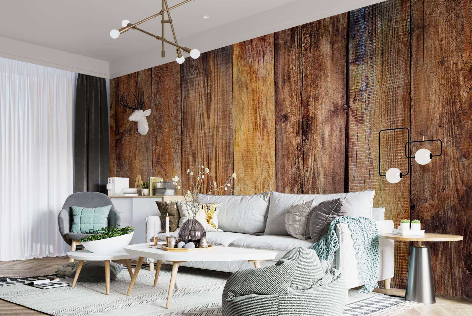 Papier peint Planches de parquet posées verticalement