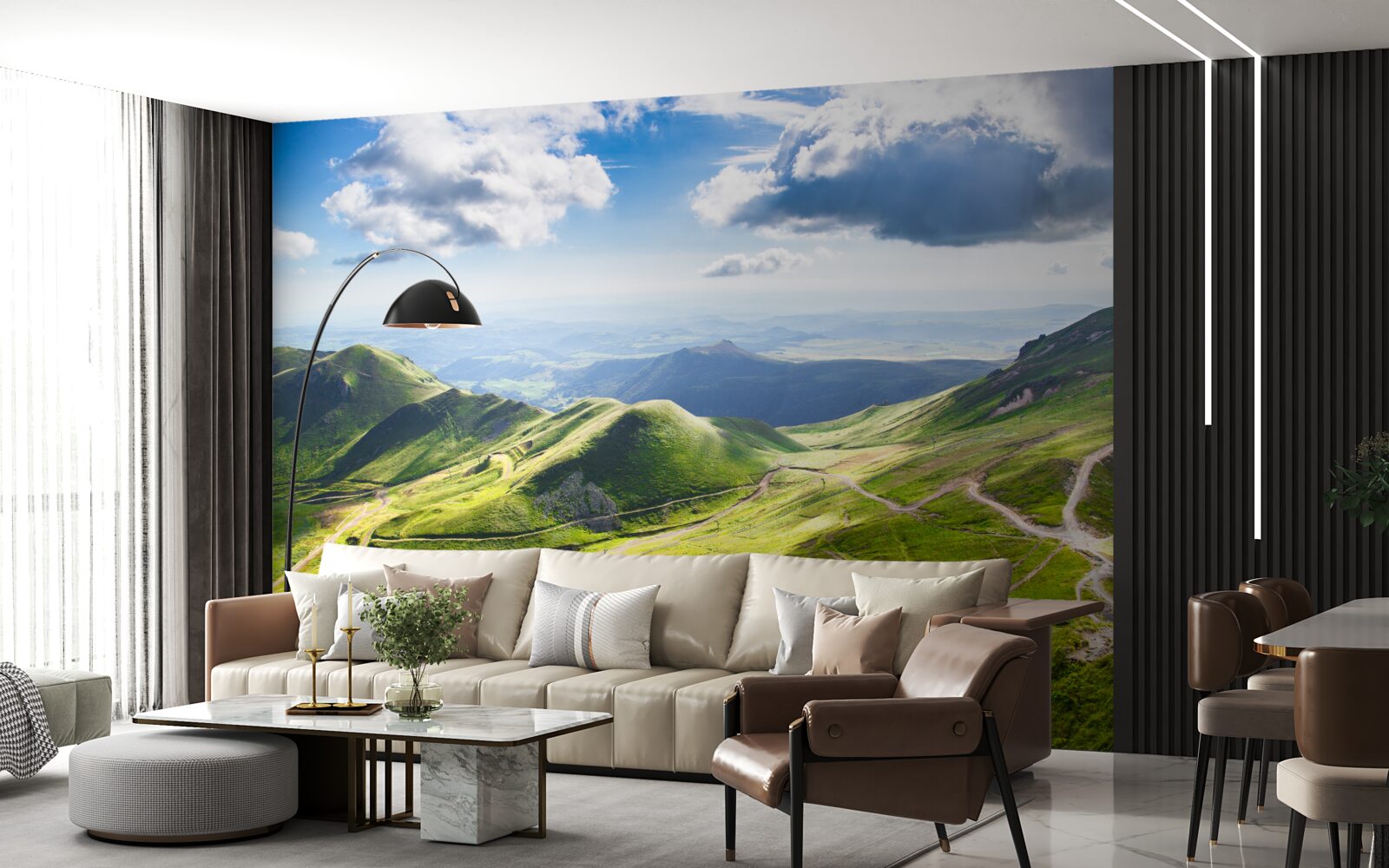 Papier peint sentiers de randonnée le long des sommets montagneux